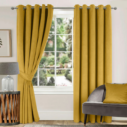 Premium Velvet Curtain – Soft Luxurious Finish, Light-Blocking & Elegant Drapes for Living Room & Bedroom (Pair)  (Size:104" x 96") (Color: 001)